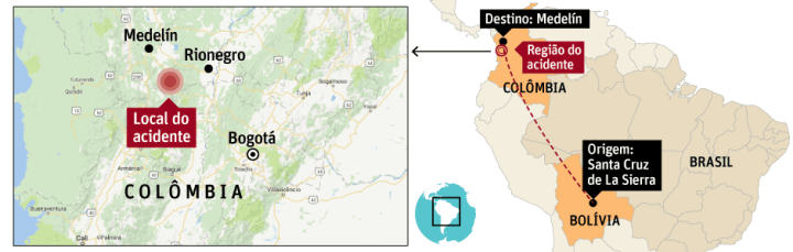 Localização do acidente.
